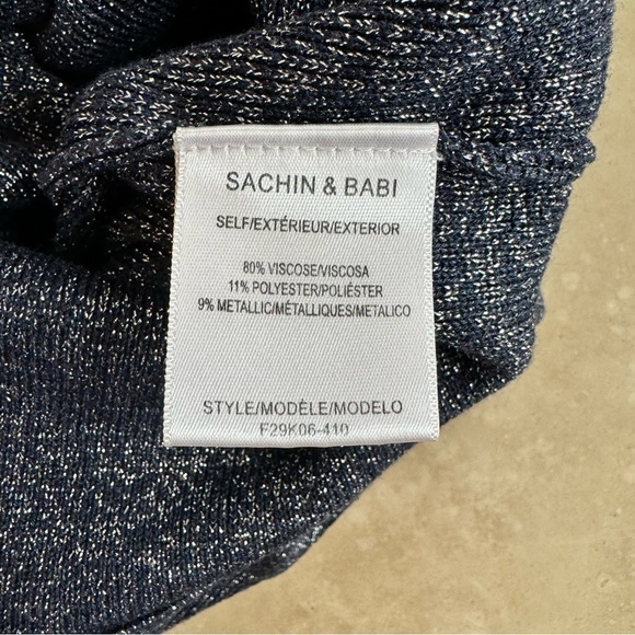 Sachin & Babi Amelie Metallic Knit Blue Knit Puff Long Sleeve Womens Size L - Picture 15 of 16